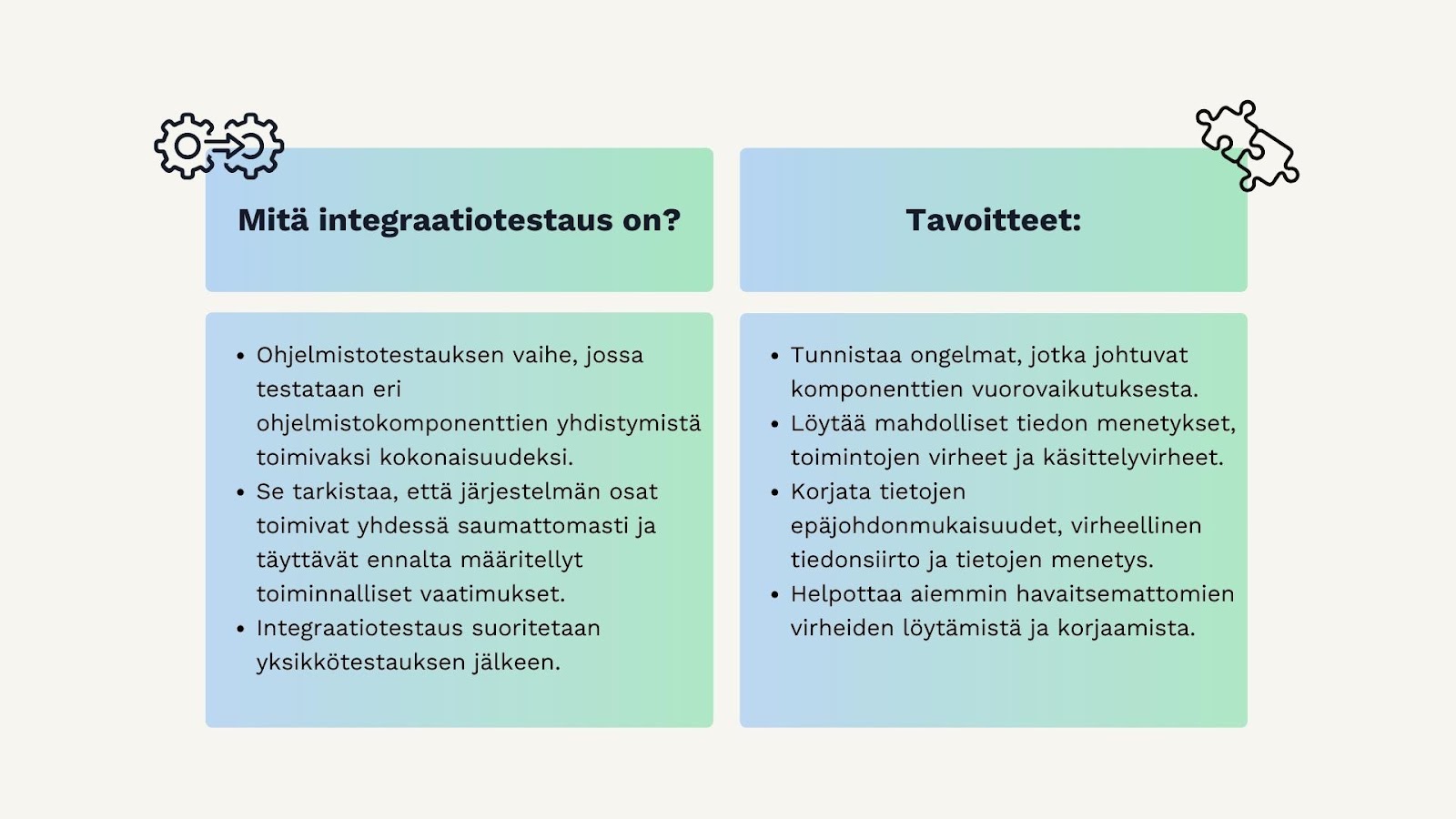 Integraatiotestaus ja sen tavoitteet